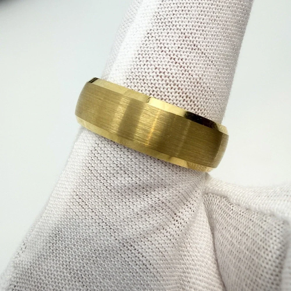 Manly Band The CEO 12.5 Men's Wedding Ring Gold Plated Tungsten Ring 8mm Wide - Picture 6 of 8